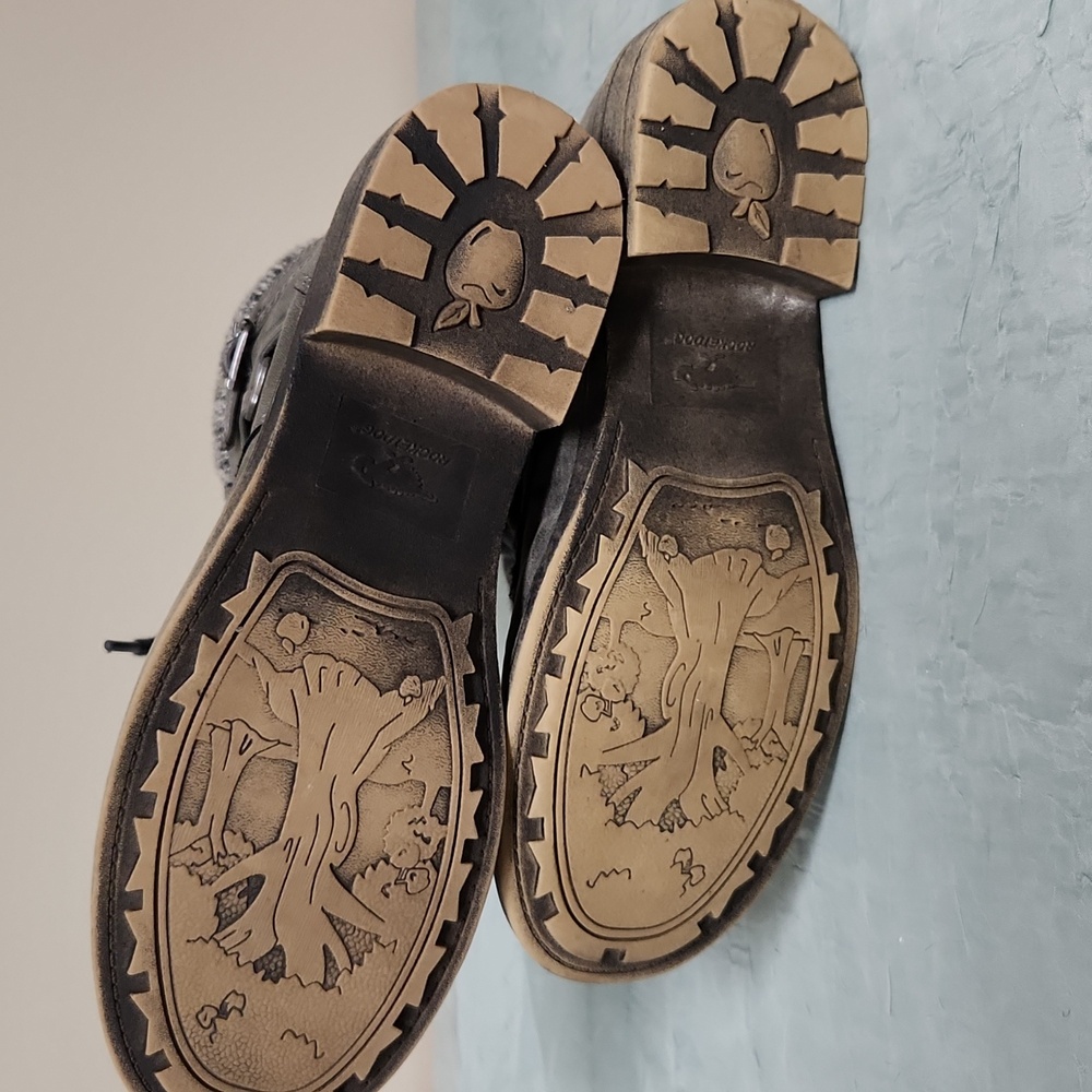 Rocket Dog Thunder Gray Leather Boots women's Size 11 - Picture 8 of 11